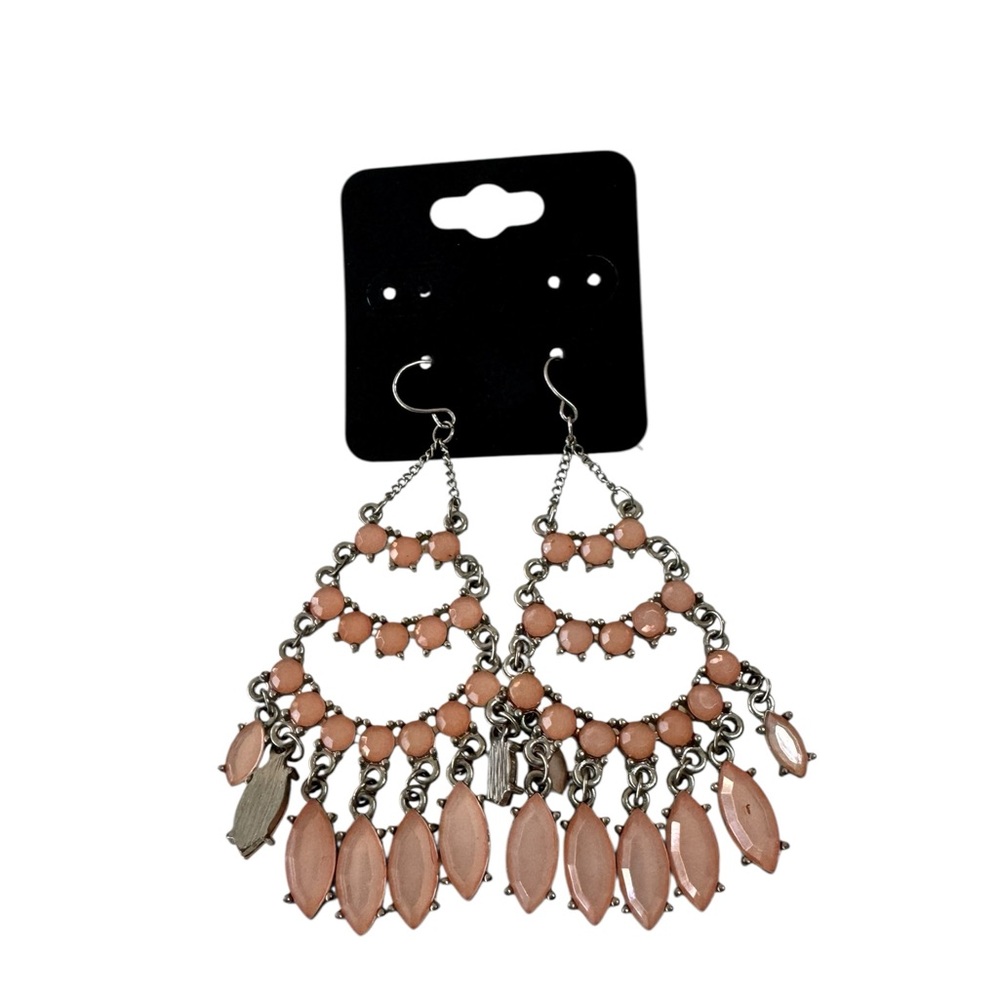 Pink and Silver Fashion Chandelier Earrings Statement Y2K